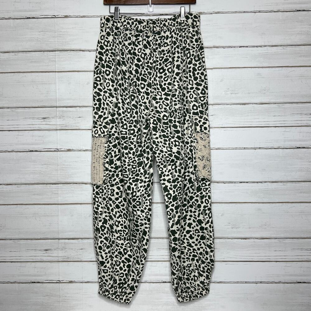 POL Leopard Patchwork Pants Crochet Lace Boho Cot… - image 3